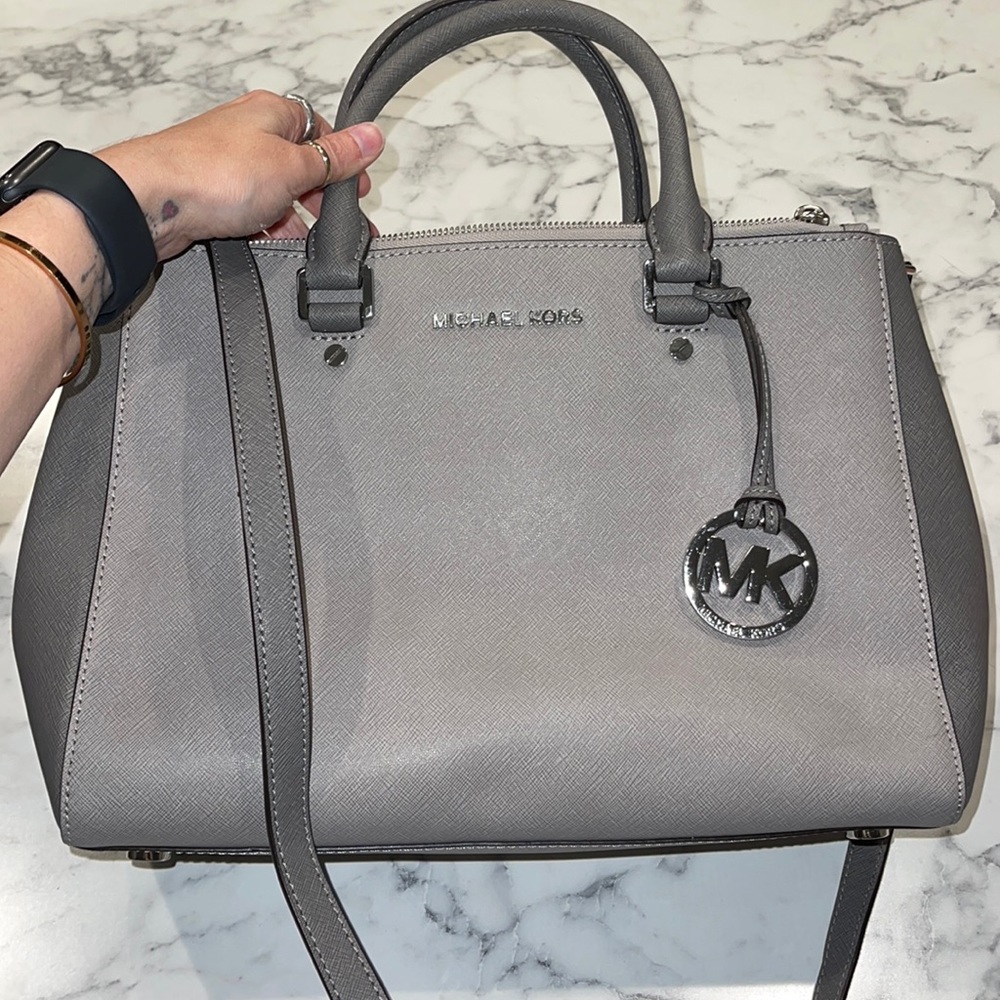 Brand New Michael Kors Sutton two tone gray bag